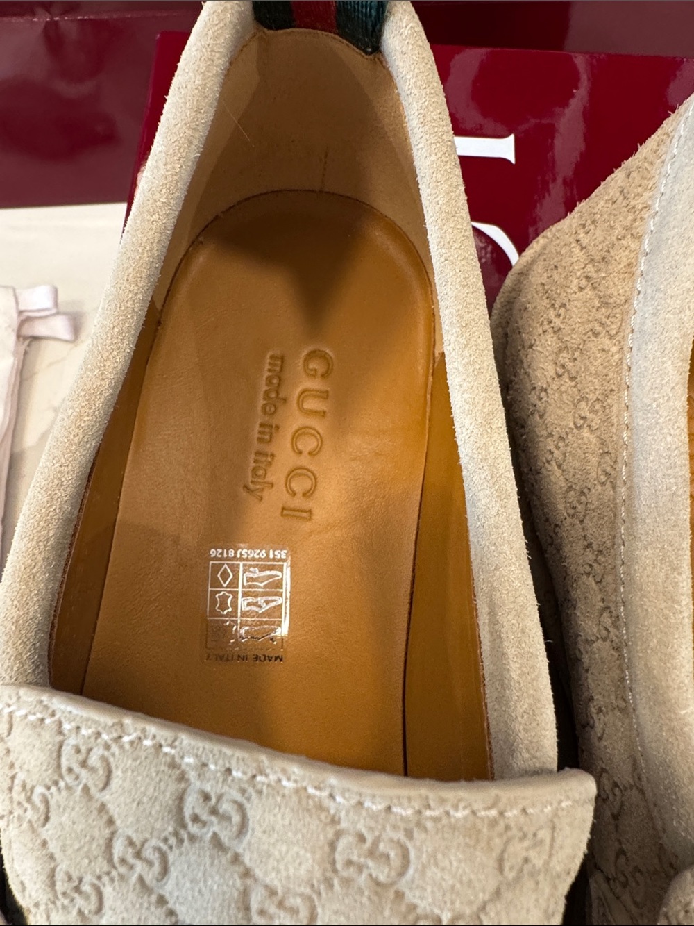 Gucci MEN Beige Suede Micro GG Monogram Penny Loafers  Oatmeal EUR 9.5 US 10.5 - Picture 6 of 16